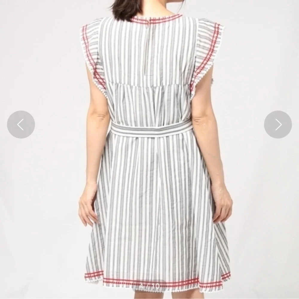 Broome Street Kate Spade Striped Embroidered Babydoll Dress
